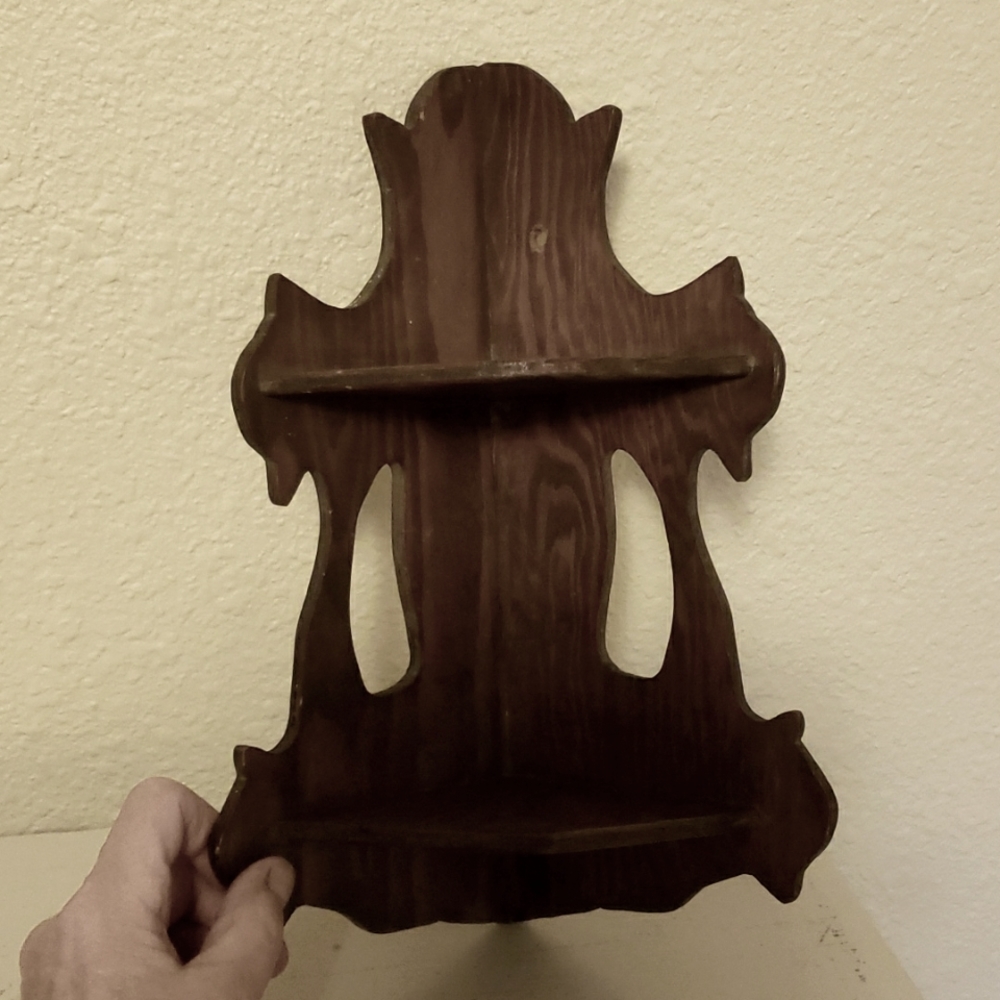 Wooden Two-Tier Wall Display Shelf - Brown